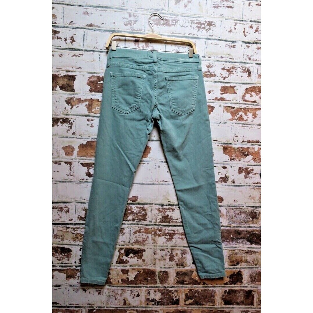Current/Elliott The Zip Stiletto Faded Teal Cotton Stretch Skinny Jeans - Picture 7 of 8